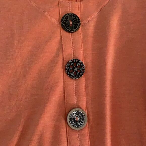Soft Surroundings Tunic Blouse, Buttons, Loose Fit, Peach Color Medium, EUC - Picture 6 of 11